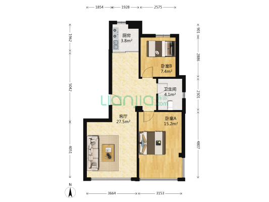 连大文润金宸三期 2室1厅1卫 81平方