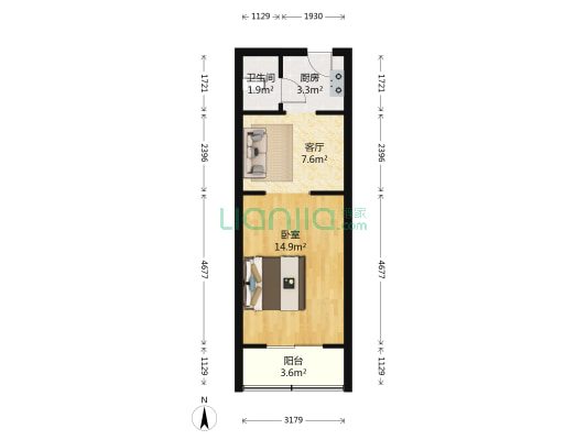 元吉里 1室1厅1卫 39平方