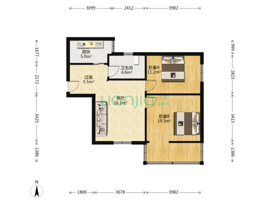 小龙坎正街290号附2号 2室1厅1卫 73平方