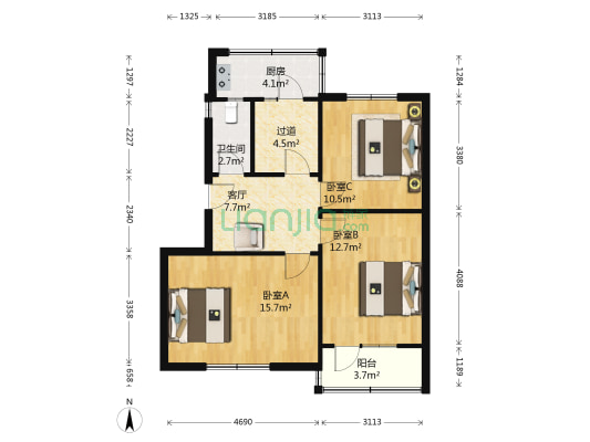 石炼第一生活区 3室1厅1卫 76平方