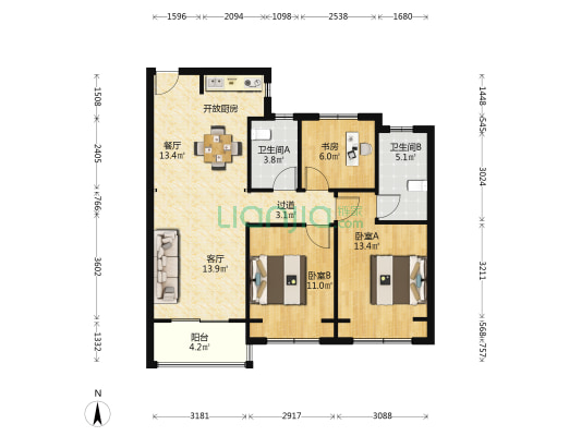 中海臻如府(一期) 3室2厅2卫 100平方