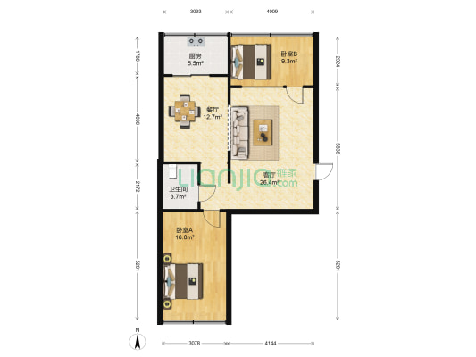 白山小区 2室2厅1卫 99平方
