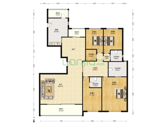 金陵雅颂居 4室1厅3卫 260平方