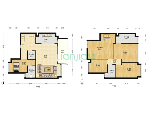 越秀明珠天悦江湾 5室1厅4卫 139平方