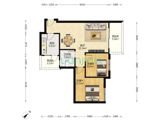 祥韵家园A区 2室1厅1卫 79平方