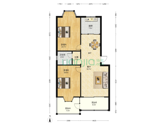 馨通园 2室1厅1卫 110平方