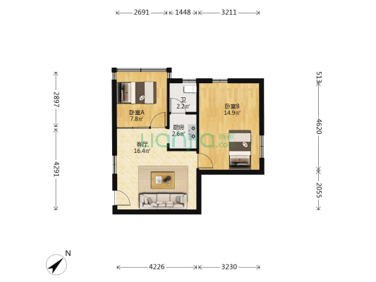 大松坊 2室1厅1卫 58平方