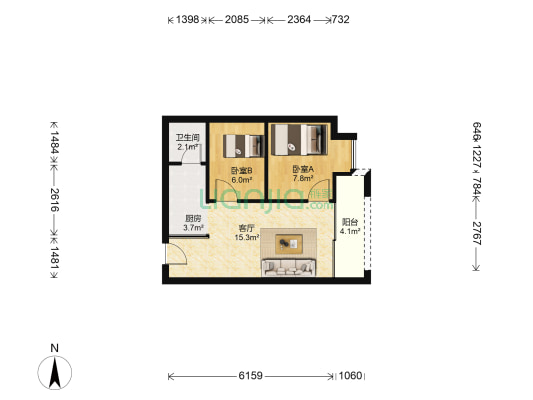 文浩楼 2室1厅1卫 52平方