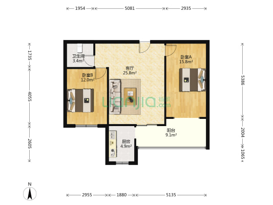 义堂小区C区四号地 2室1厅1卫 98平方