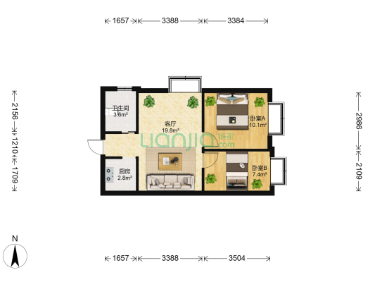 报业尚都 2室1厅1卫 64平方