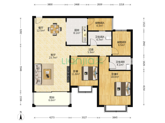 尚书房 2室2厅2卫 137平方