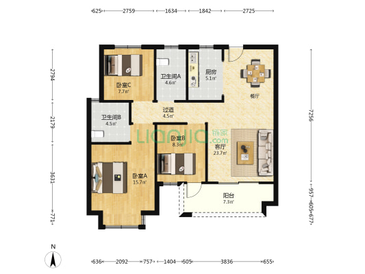 东投·金麟府 3室1厅2卫 108平方