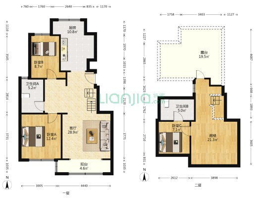 天津海棠湾花园 3室1厅2卫 75平方