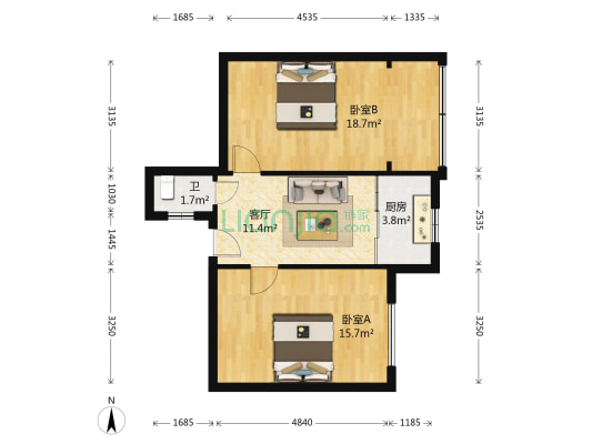 吉庆巷26号 2室1厅1卫 64平方