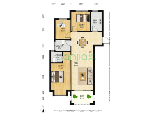 小桥人家 3室1厅2卫 99平方