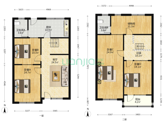 老烟草公司宿舍 4室1厅2卫 151平方