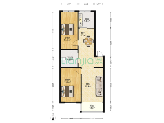 天诚佳园 2室2厅1卫 96平方