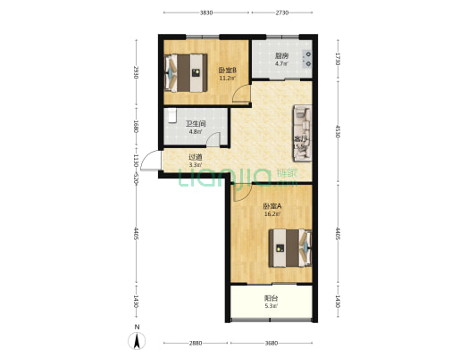 锦辉小区 2室1厅1卫 78平方