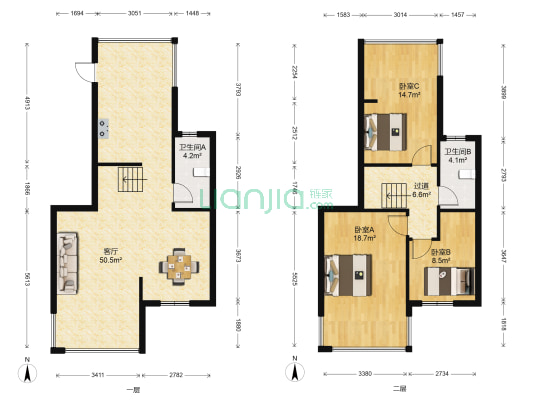华源印象城 3室1厅2卫 89平方