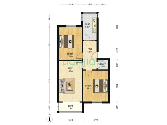 西五路78号 2室1厅1卫 71平方