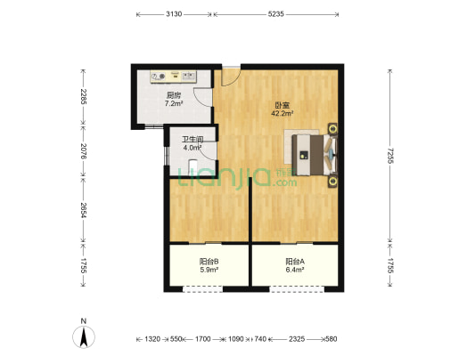 阳光锦程花园 1室0厅1卫 141平方