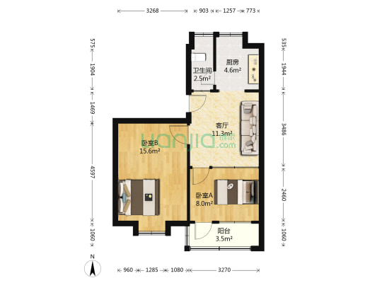 泡沫塑料厂宿舍 2室1厅1卫 53平方