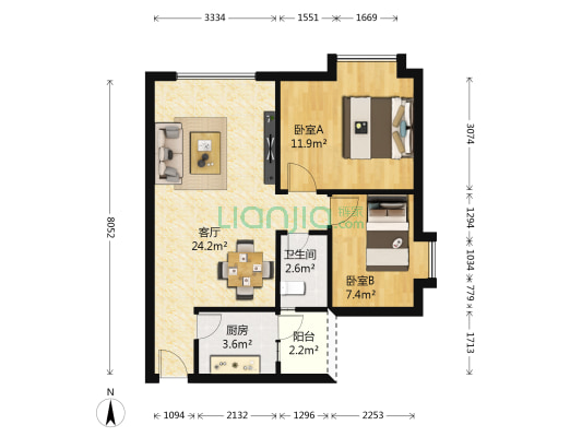 粤宝公司家属楼 2室1厅1卫 60平方