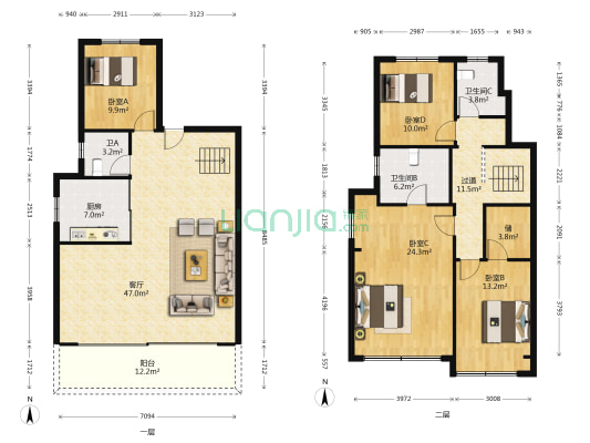 龙湖熙上 4室1厅3卫 161平方