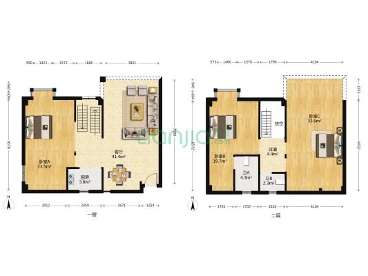富丽家园三和大厦 3室1厅2卫 147平方