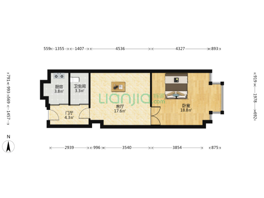 汇金国际 1室1厅1卫 71平方