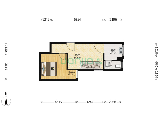月亮岩路23号 1室1厅1卫 42平方