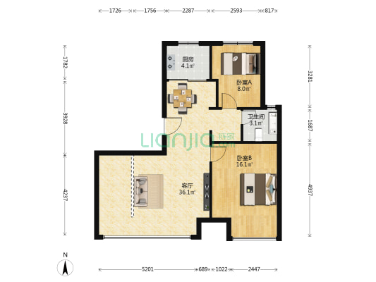 运达御澜观邸 2室1厅1卫 97平方