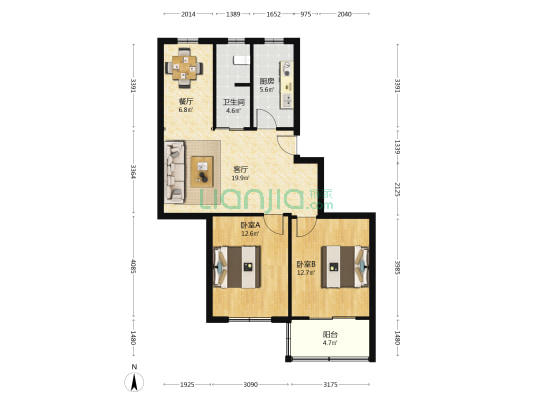 东兴路13号 2室2厅1卫 80平方