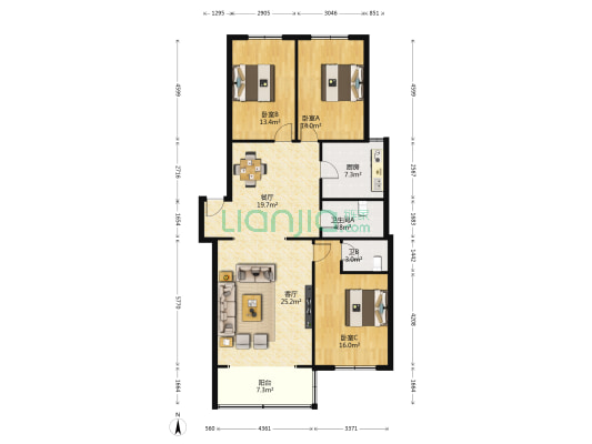 国泰街24号 3室2厅2卫 139平方