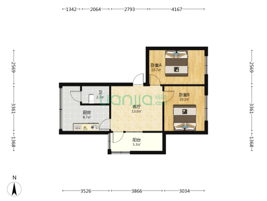 花溪大道北段730号 2室1厅1卫 66平方