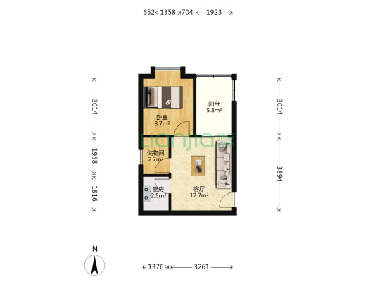 恒雅名园 1室1厅0卫 39平方