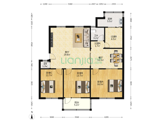 藁城交通运输局宿舍 3室2厅2卫 120平方