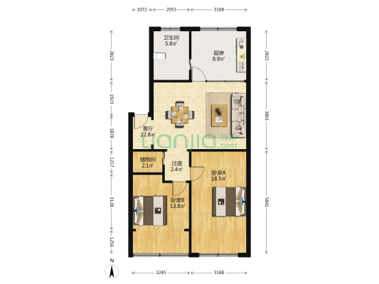 后亭子社区恩波大道 2室1厅1卫 93平方