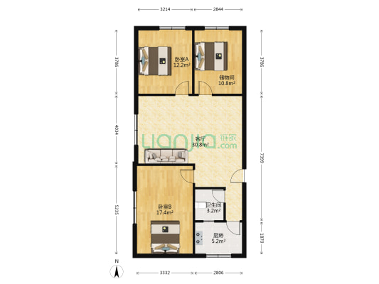 利民二街50号 2室1厅1卫 104平方