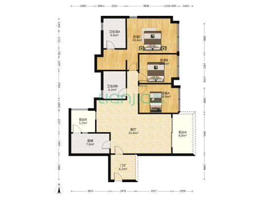 吉宝凌云峰阁 3室1厅2卫 136平方