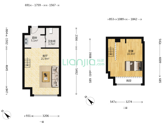 朗至公寓 1室1厅1卫 51平方