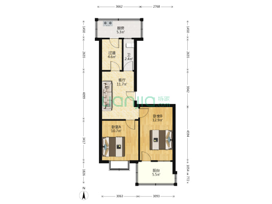 南辛庄中街南巷4号 2室1厅1卫 61平方