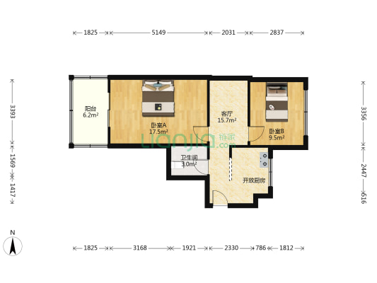 中环19区 2室1厅1卫 64平方