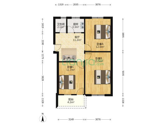 朝晖四区 3室1厅1卫 76平方