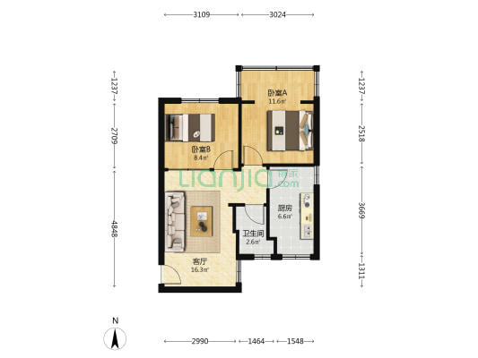 兰州市邮政局家属院（杨家园） 2室1厅1卫 46平方