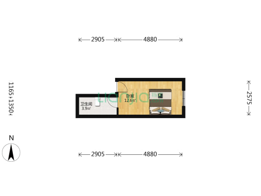 南天大厦 1室0厅1卫 26平方