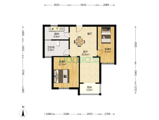 万和家园(开发区) 2室1厅1卫 72平方