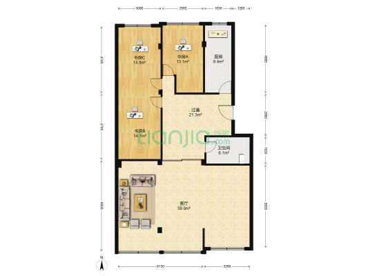 旭阳小区 3室1厅1卫 160平方