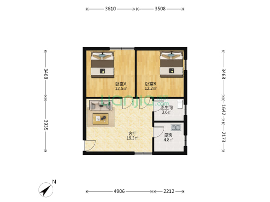 廖家西巷16号 2室1厅1卫 65平方