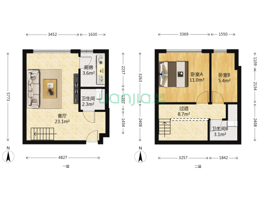 尚品国际 2室1厅2卫 42平方